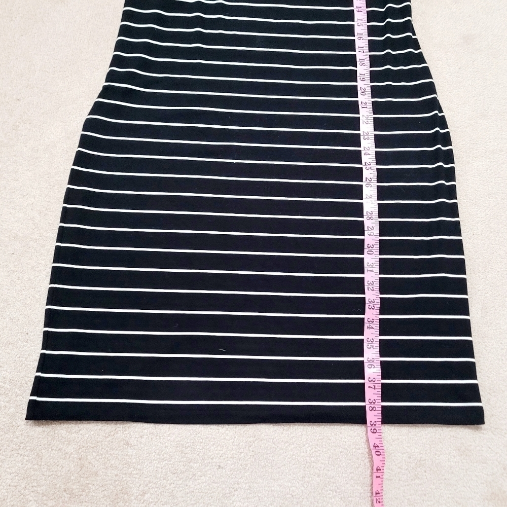Chico's Black & White Striped Tie Sleeve T-Shirt Shift Dress Size Medium - Picture 7 of 10
